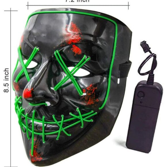 LED Purge Style Halloween Mask – Green Neon - Picture 7 of 7